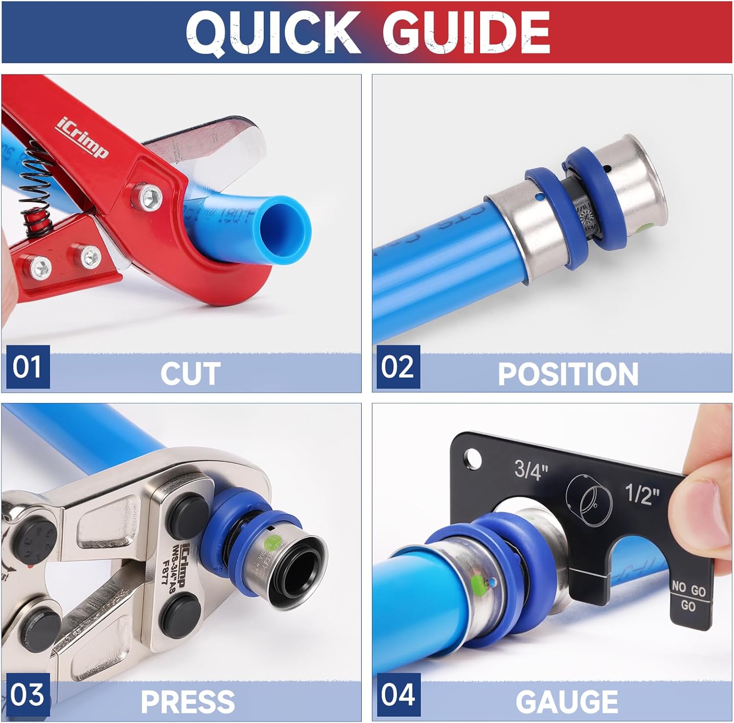 iCrimp PEX Press Tool for 3/4-inch Viega Pureflow Press Fittings, Installs Manabloc Manifolds