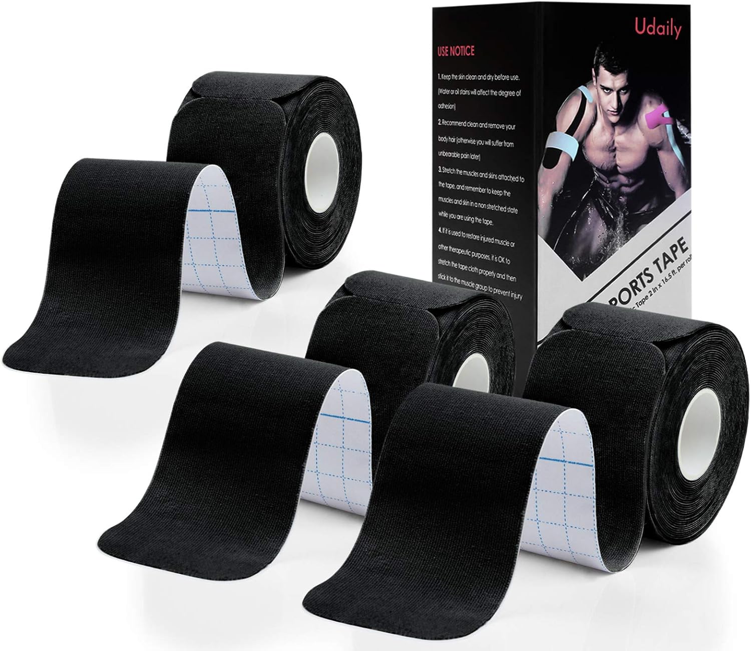 60% Off Discount Udaily Kinesiology Tape Precut (3 Rolls Pack), Elastic Therapeutic Sports Tape for Knee Shoulder and Elbow, Breathable, Water Resistant, Latex Free