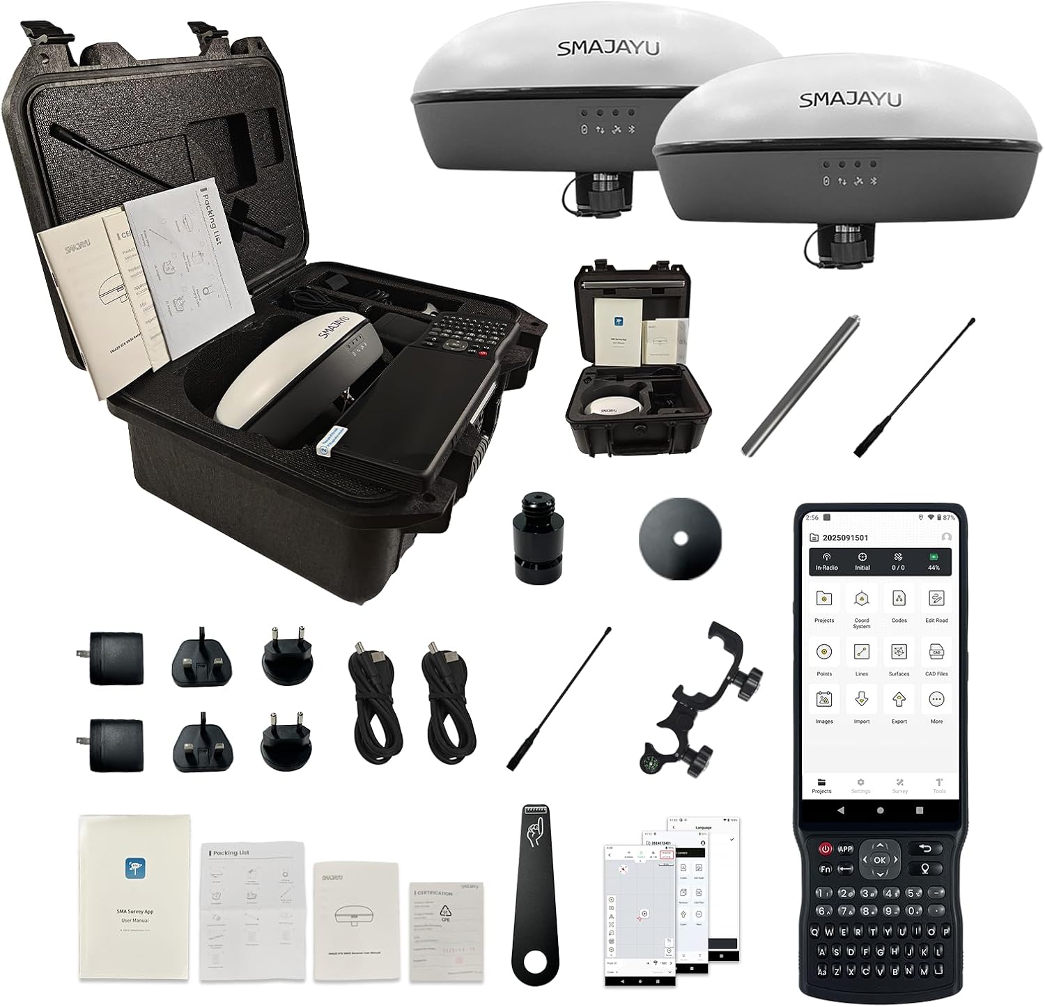 SMA20 Pro RTK PPK GNSS Survey Equipment Base Rover Receivers Collector, Free Permanent Software, Connect with UAVs/Drones, 1cm Accuracy, UHF18km, IMU 60° Calibration-Free, GPS for Geodetic and Mining