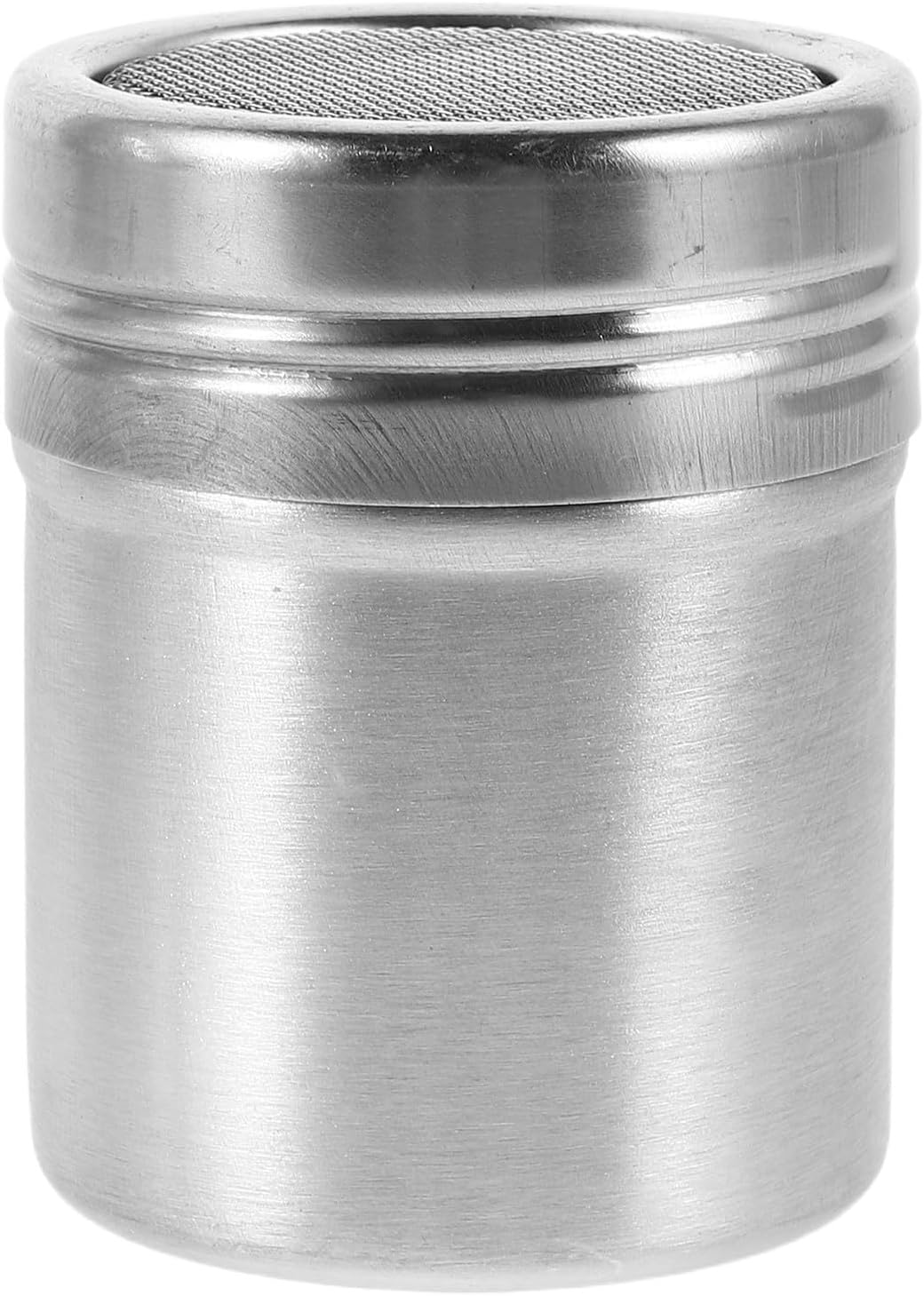 BESTOYARD Powdered Sugar Shaker Silver Metal Stainless Steel with Fine Mesh Sifter and Lid, Seasoning Jar and Pepper Sprinkling for Home and Commercial Use for Baking, Coffee, Flour,