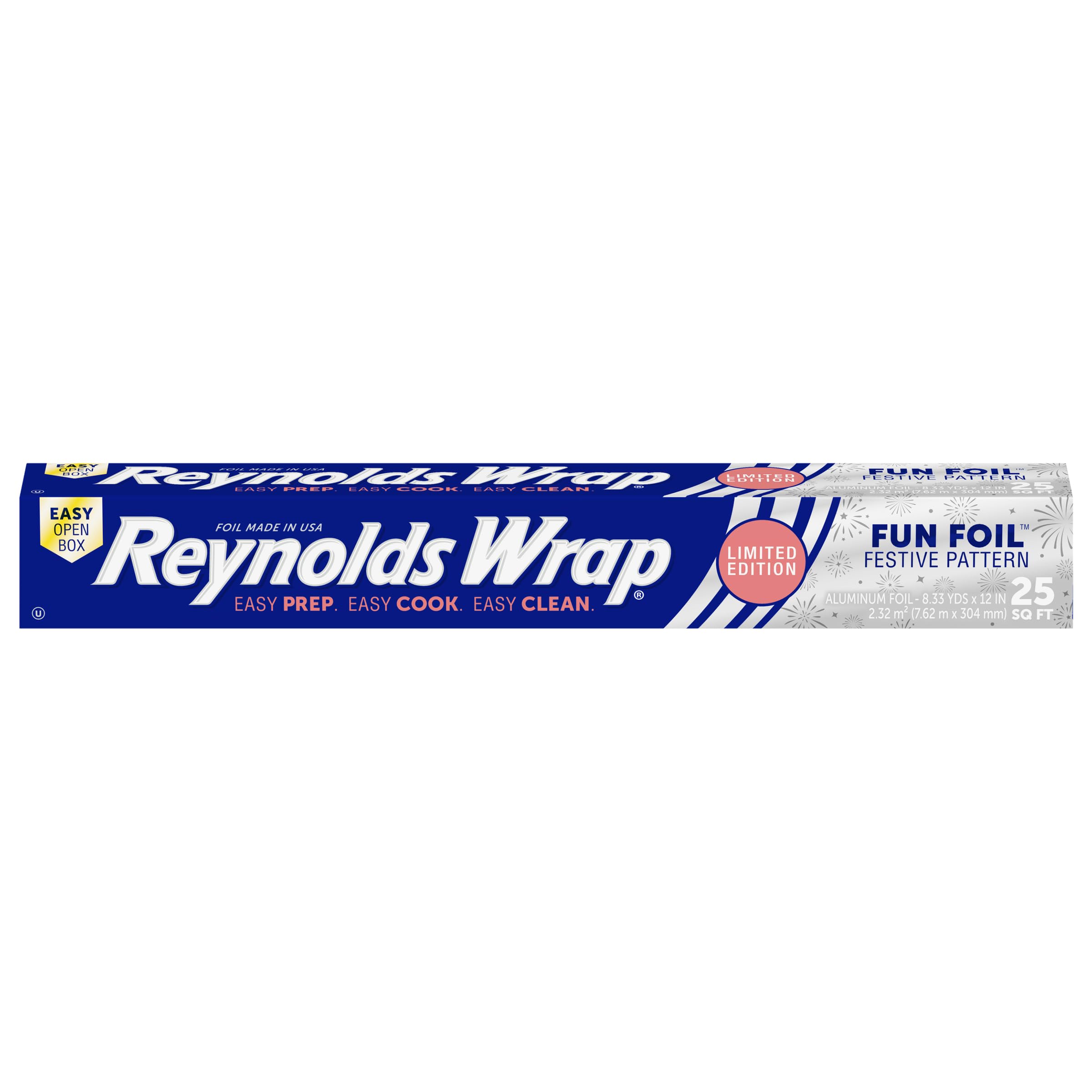 Reynolds Wrap Fun Foil with Festive Firework Pattern, Embossed Aluminum Foil Roll, Festive Embossed Foil for Covering Summer Dishes for BBQs, 25 Sq. Ft.