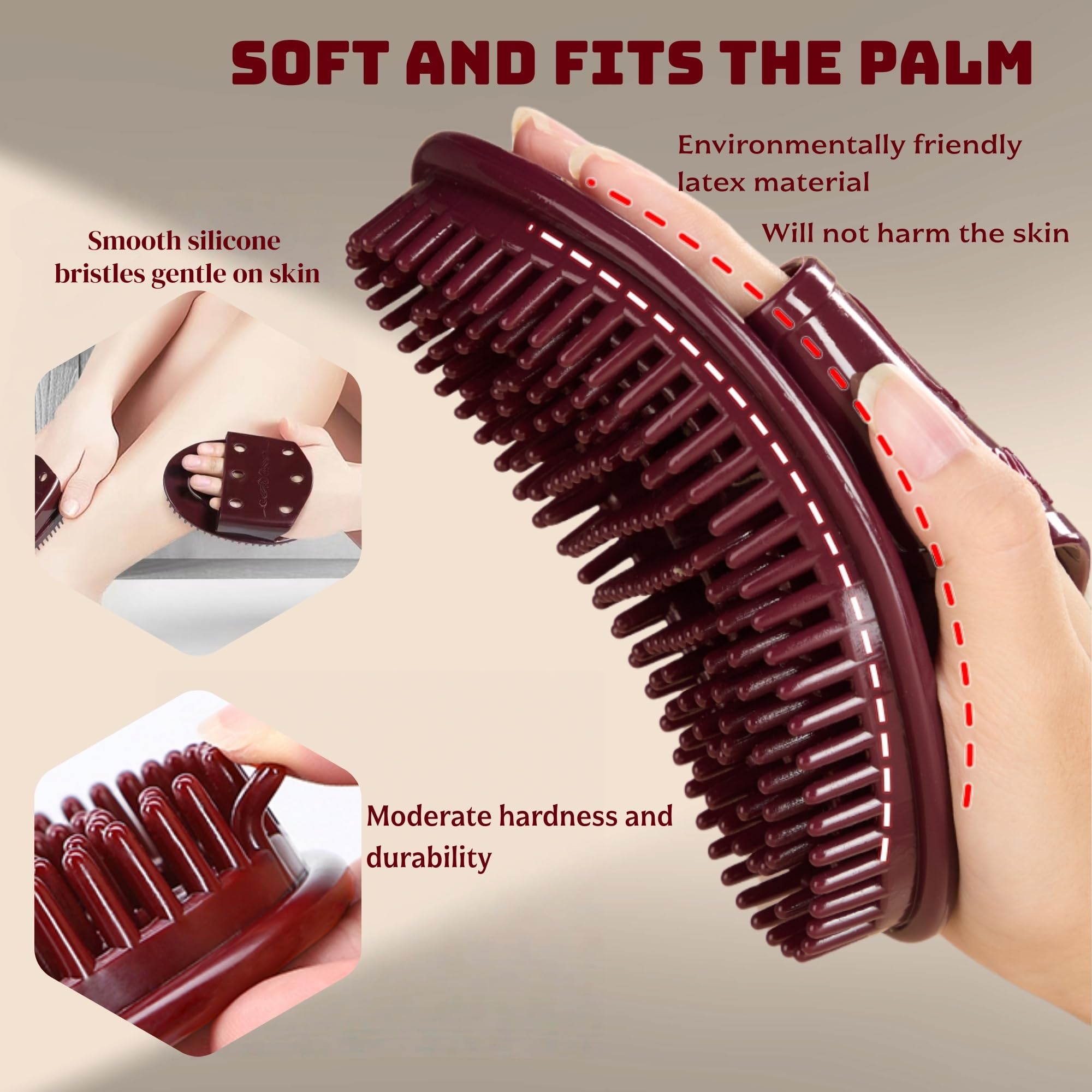 2 Pack Meridian Massagebürste - Ganzkörperentspannung Massagegerät Badebürste mit ätherischem Öl Anwendung - Body Scrubber SPA Helfer - Ergonomischer rutschfester Griff - Mehrzweck-Massagegerät (Braun