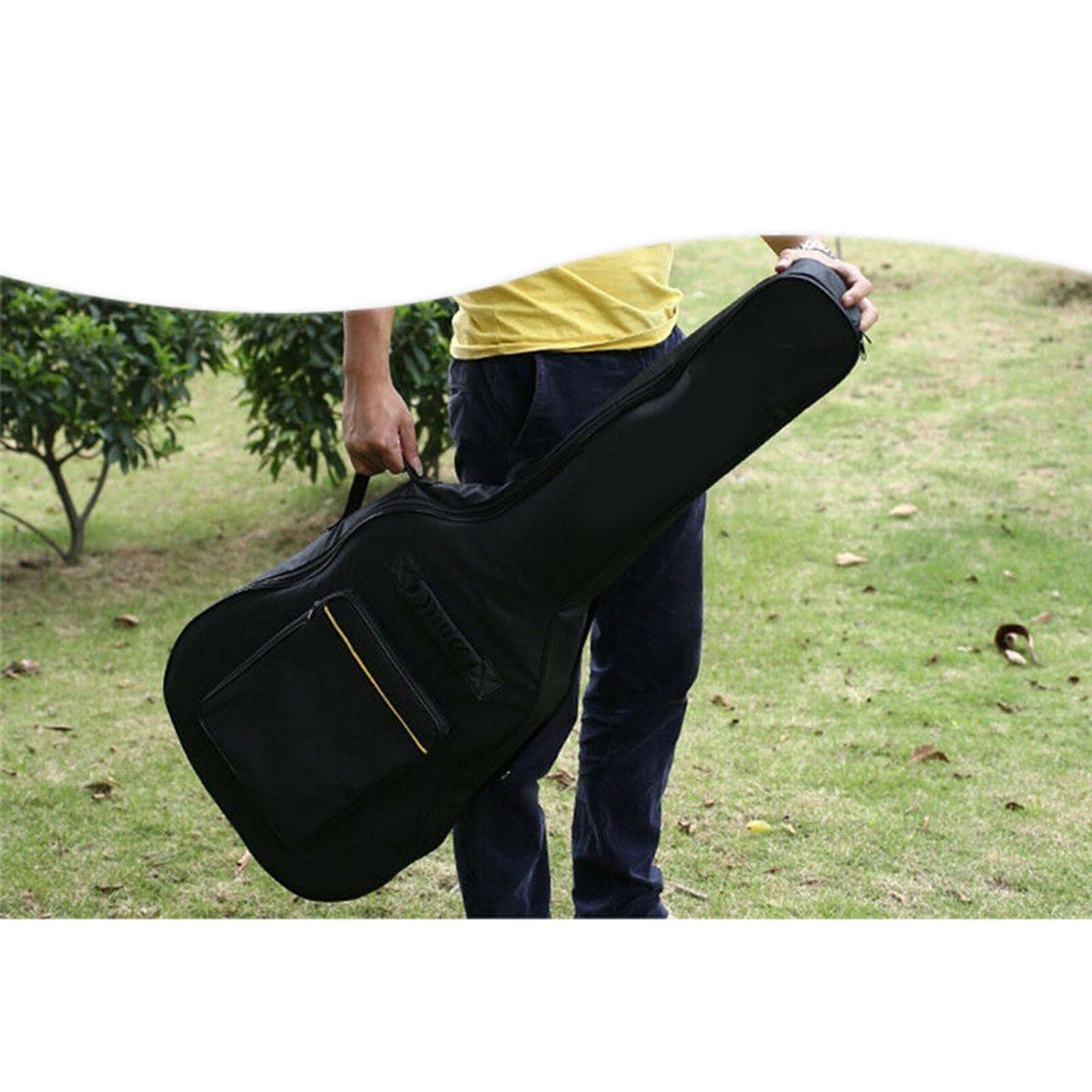 Gitarrentasche Rucksack Oxford Material Stoßfest Wasserabweisend Gepolstert Einzelfach Große Fronttasche für Schüler Musikunterricht Freizeit