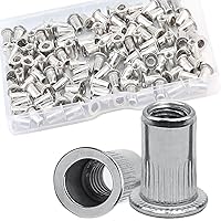Vista 12 de Kits de tuercas remachables de acero inoxidable SAE y métrico JROUTH, surtido de 380 tuercas remachables y Nutsert, tamaños 8-32 10-24 1/4"-20