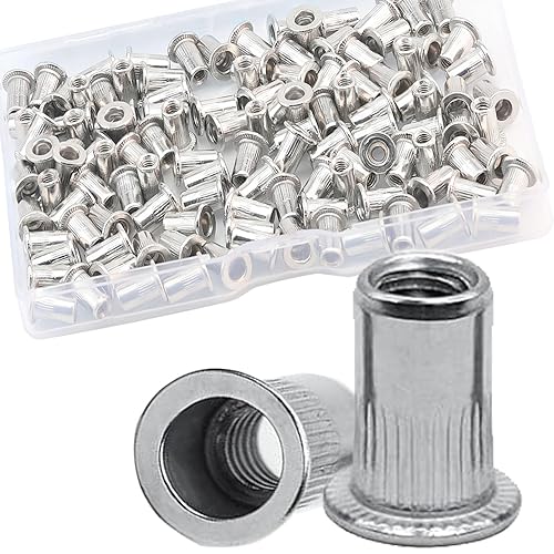 Miniatura 12 de Kits de tuercas remachables de acero inoxidable SAE y métrico JROUTH, surtido de 380 tuercas remachables y Nutsert, tamaños 8-32 10-24 1/4"-20