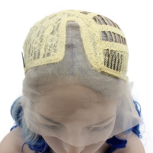 Miniatura 4 de Mxangel - Peluca de cabello sintético de dos tonos con encaje frontal y largo ondulado