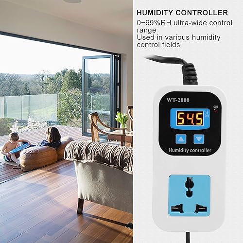 Miniatura 2 de Controlador de humedad, controlador digital de humidistato, humidificador, deshumidificación, interruptor de control de humedad, enchufe de salida