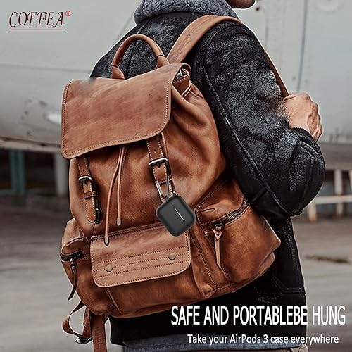 Miniatura 7 de Coffea Funda protectora de silicona con llavero para AirPods 3 generación 2021, patente registrada en Estados Unidos, color negro