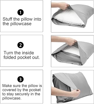 FLXXIE 2 Pack Microfiber King Pillow Cases, 1800 Super Soft Pillowcases with Envelope Closure, Wrinkle, Fade and Stain Resistant Pillow Covers, 20x36, Purple