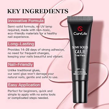 2g-5pcs Semi Solid Nail Glue Kit and 20ml Pinpoint Nail Glue Remover