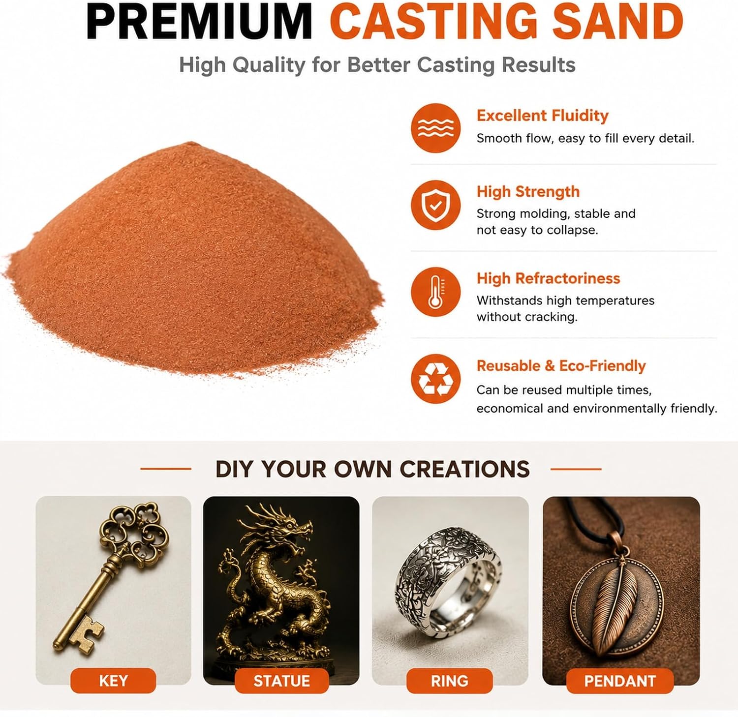 5.5LB Casting Sand Kit with 0.22LB Viscosity Soil, Oil-Free Foundry Sand for Metal Casting & Jewelry Making, for Silver, Copper, Bronze, Reusable Molding Clay (5.5, Pounds)