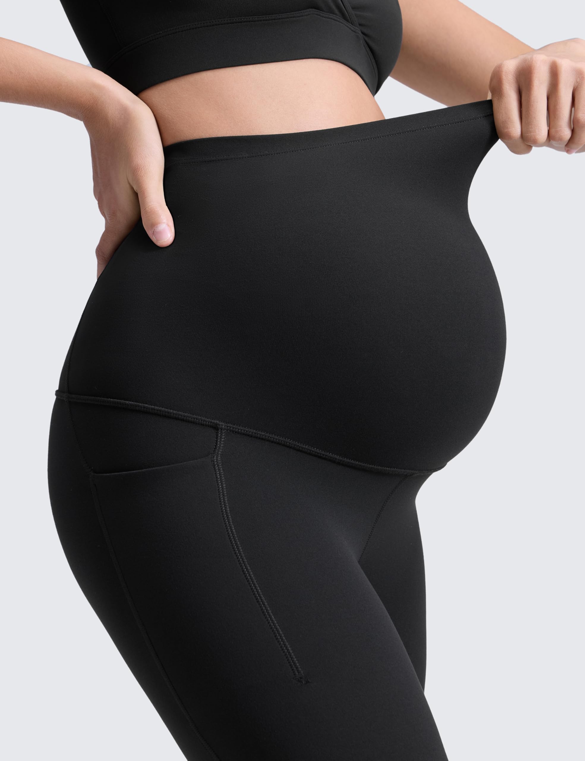 CRZ YOGA Mujeres Butterluxe Maternidad Leggings 63cm - Entrenamiento Yoga Embarazo Pantalones Bolsillos