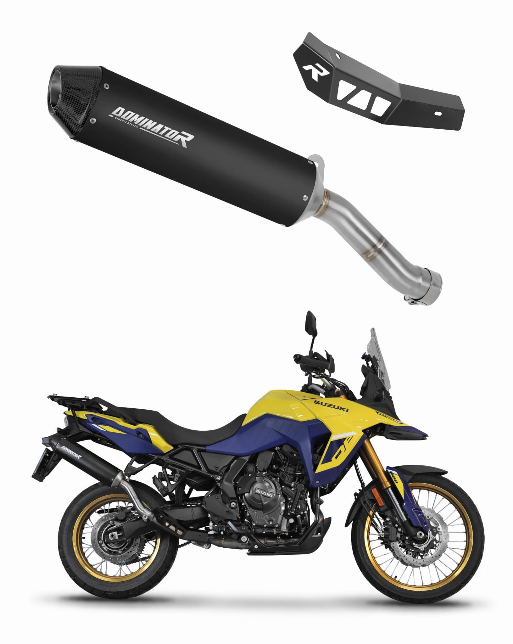 DOMINATOR Silenciador Escape MX2 NEGRO compatible con V - Strom 800 / DE 2023-2024