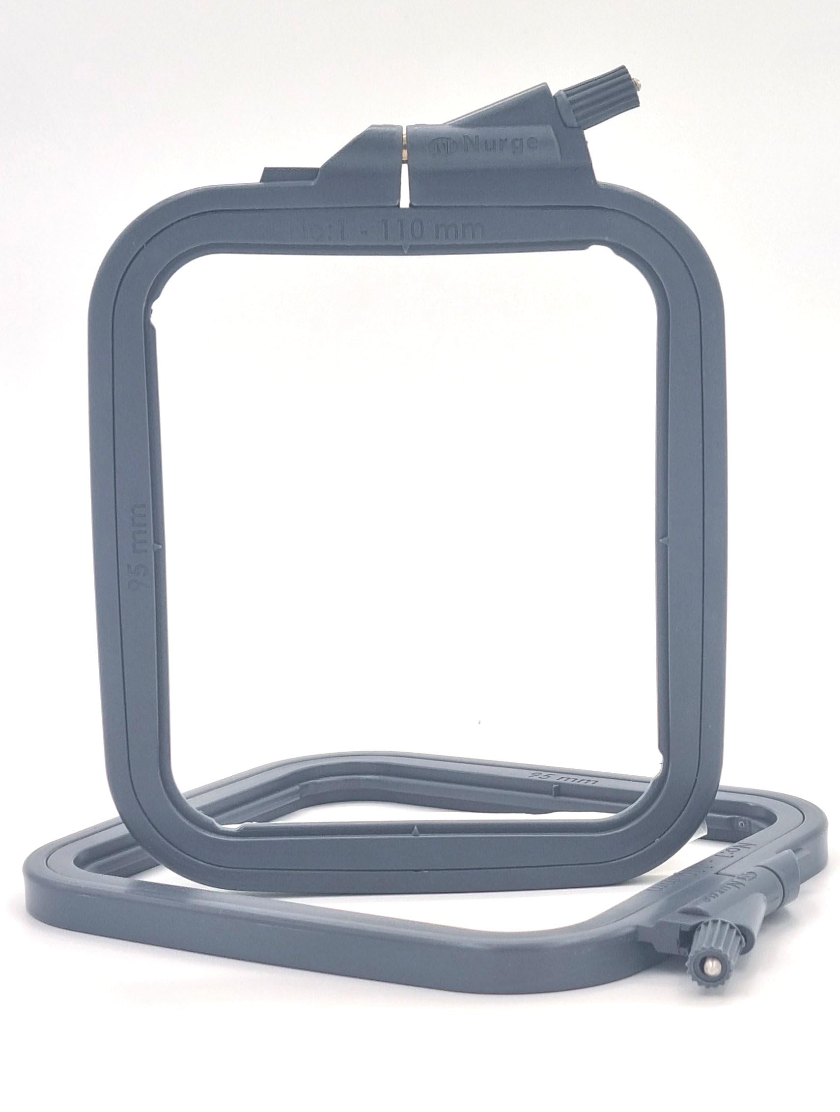 Nurge Square Embroidery Hoop - Plastic Cross Stitch Frame for Needlepoint &amp; Embroidery - Adjustable Craft Hoop - Anthracite - No:1 (X Small)