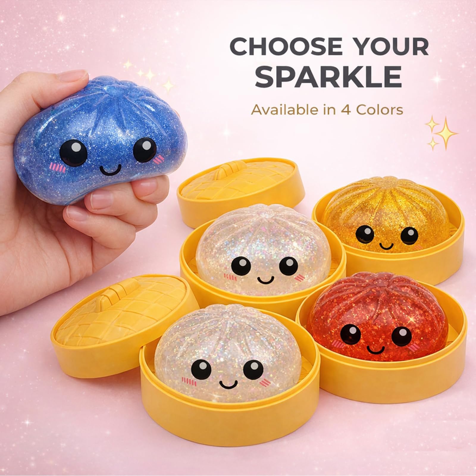 2026 Upgrade Glitter Dumpling Squishy Box,Squishy Dumpling,Anxiety Relief Fidget (Transparent) — view 6