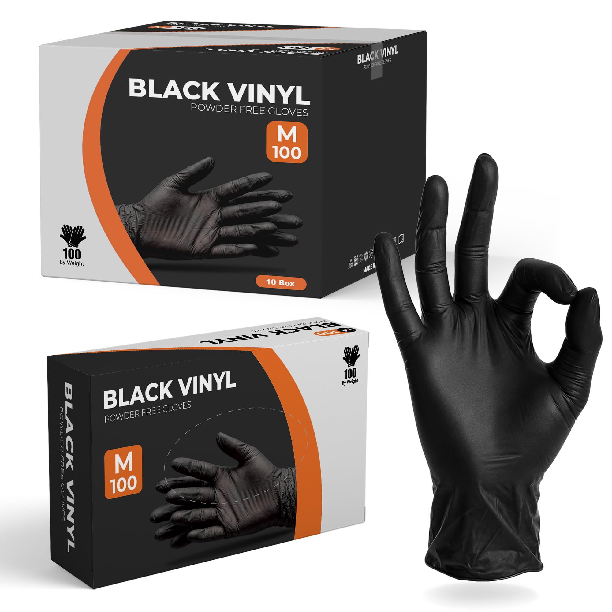 Guanti usa e getta, 1000 pezzi, senza lattice, senza polvere, per uso alimentare, vestibilità comoda, guanti multiuso in vinile nero, per manipolazione di alimenti, pulizia e bellezza
