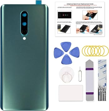 OnePlus 8 バックカバー交換用、OnePlus 8バックハウジングドア、カメラレンズ、修理ツールと説明書、グレイシャルグリーン