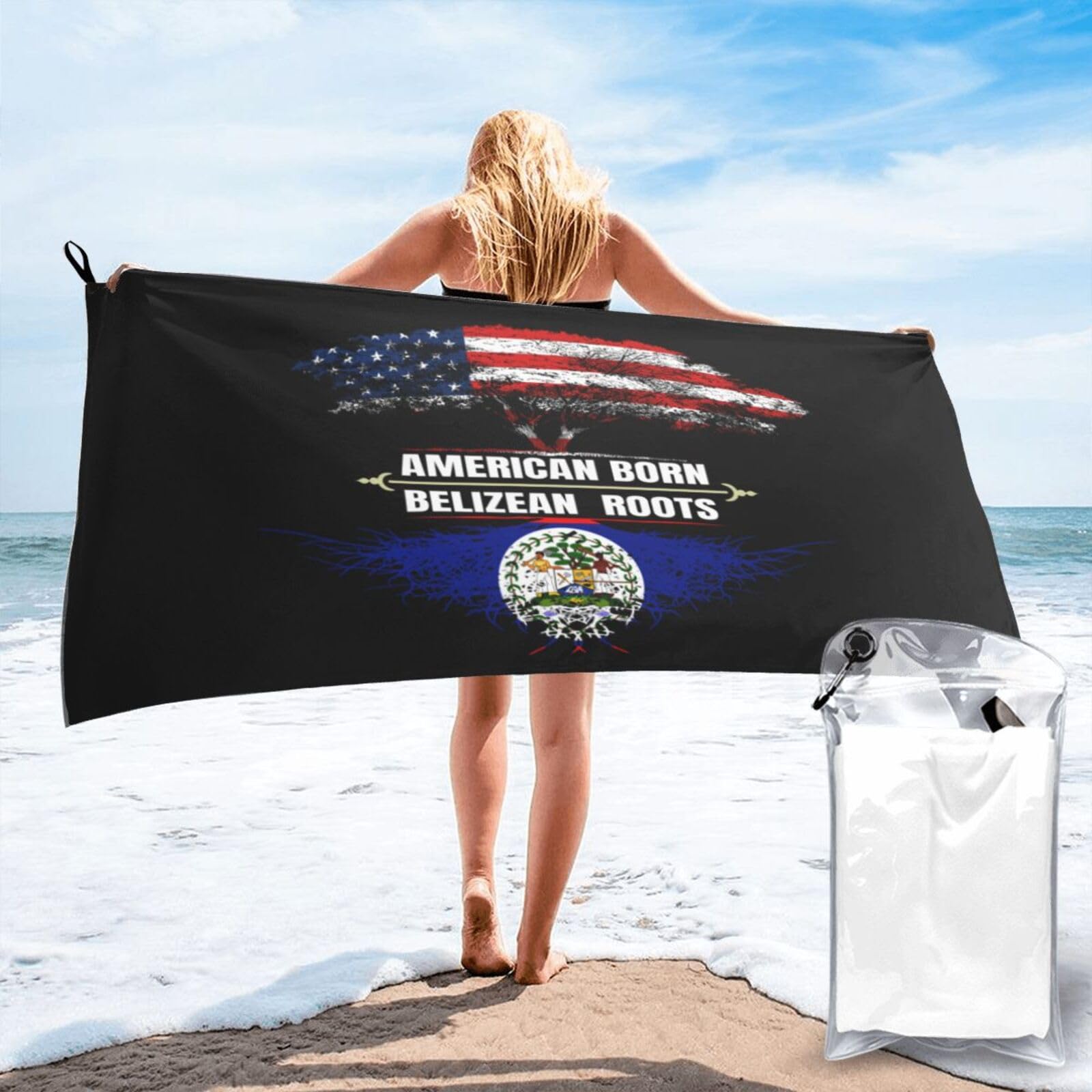 Toalla de playa de secado rápido para evitar humedades, diseño de Belice 70x140 cm