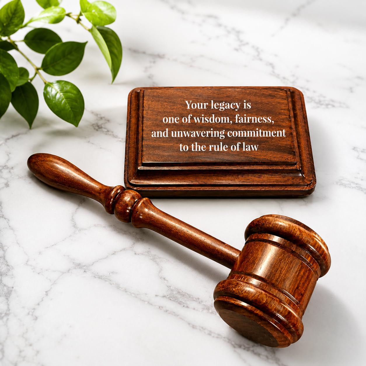 Engraved Wood Gavel and Sound Block Set, Personalized Judge's Gavel Set Gift for Retirement, Luxury Appreciation Keepsake for Retiree-image-15