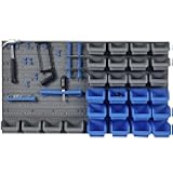 DURHAND Wall Mounted Storage Bins, 44PC Pegboard Tool Organizer Rack Kit Garage Plastic Shop Tool, Blue