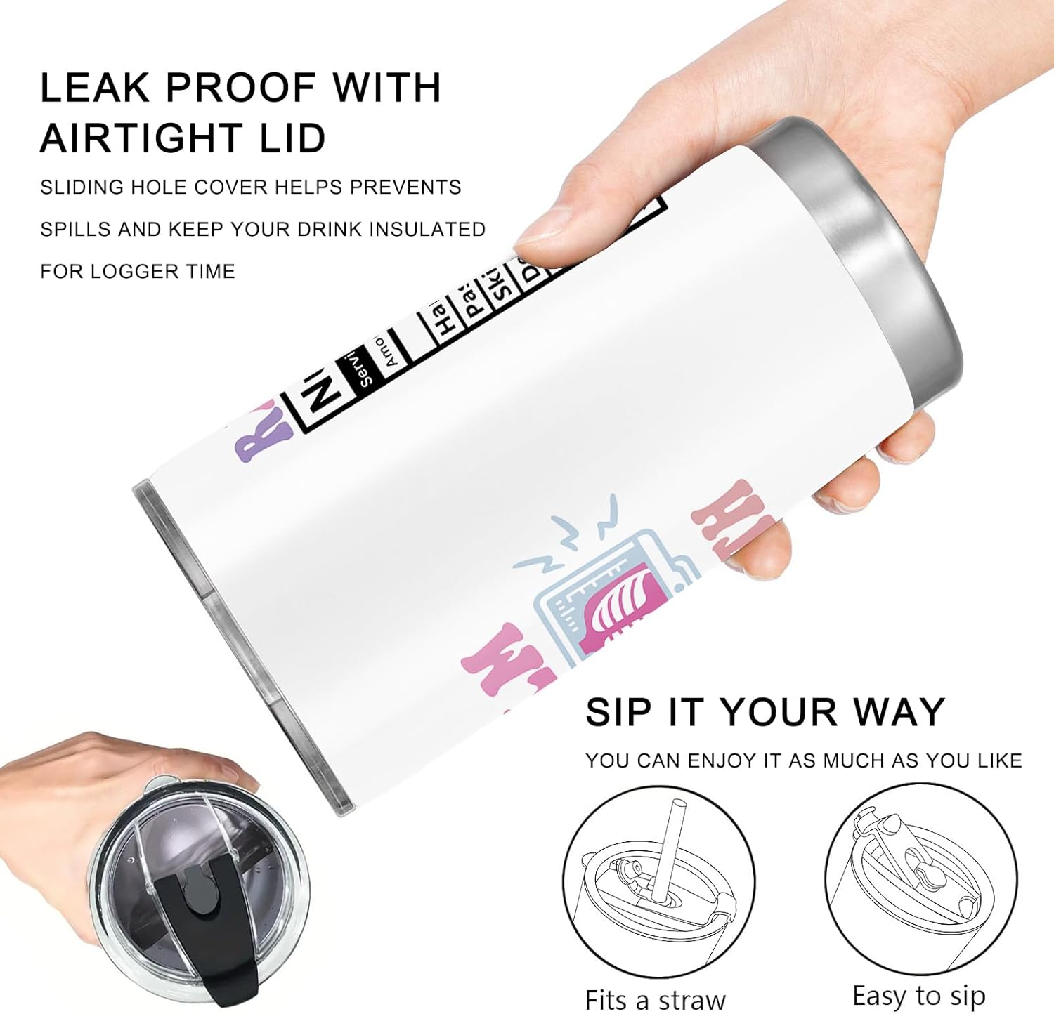 X-ray Tech Gifts, Radiology Tech Graduation Gifts, 20oz Stainless Steel Tumbler with Lid Straw, White - Image 4