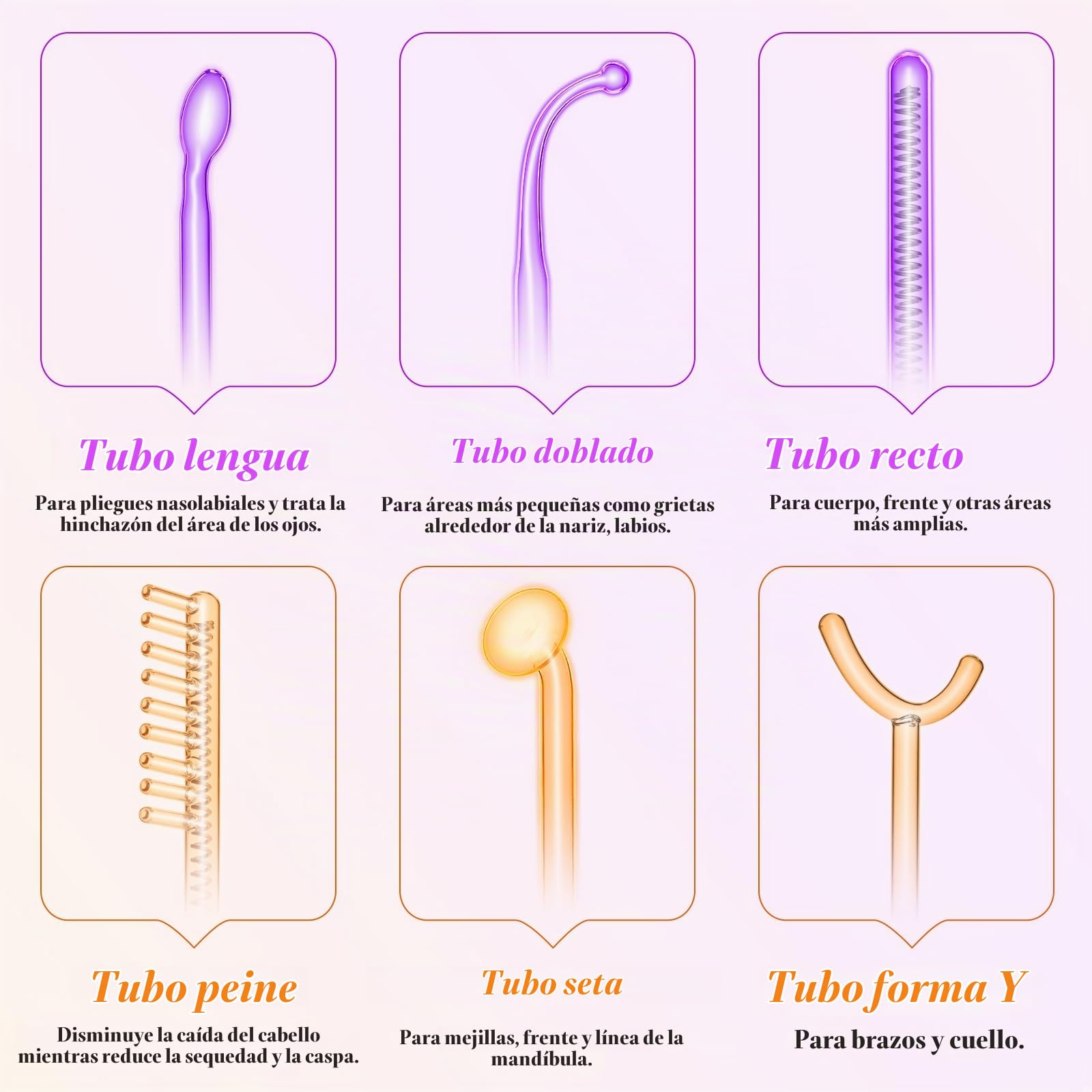 Alta Frecuencia Capilar, iklestar Máquina de Alta Frecuencia Facial para el Crecimiento del Cabello con 6 Tubos de Vidrio, Kit de Varita Manual para Uso en Casa