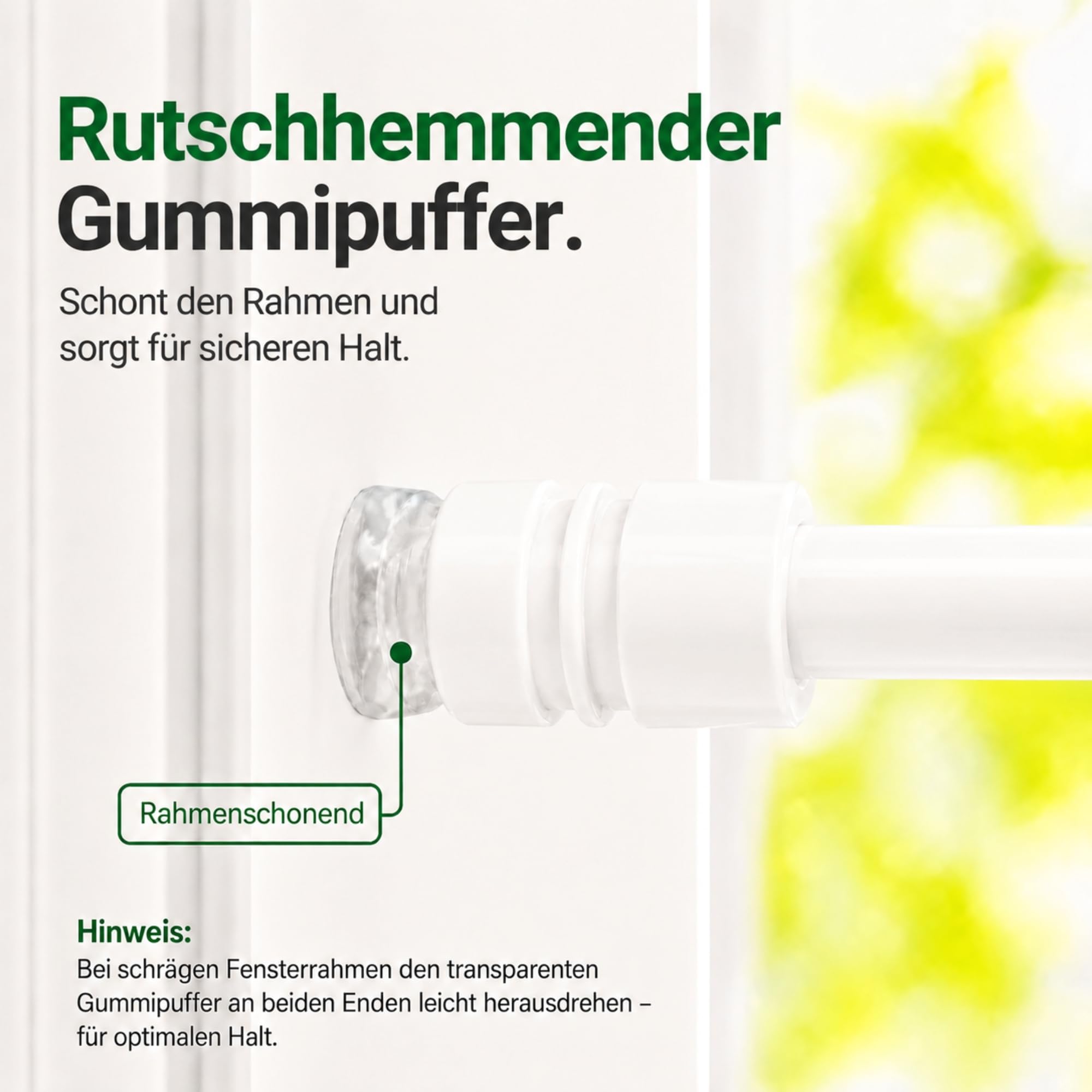 Klemmstange ohne Bohren 2er-Pack stufenlos ausziehbar 100–140cm Weiß Ø14mm | Gardinenstange zum Klemmen, kein Kleben, Gummipuffer, für Scheiben- & Bistrogardinen, perfekt für Mietwohnungen & Küche
