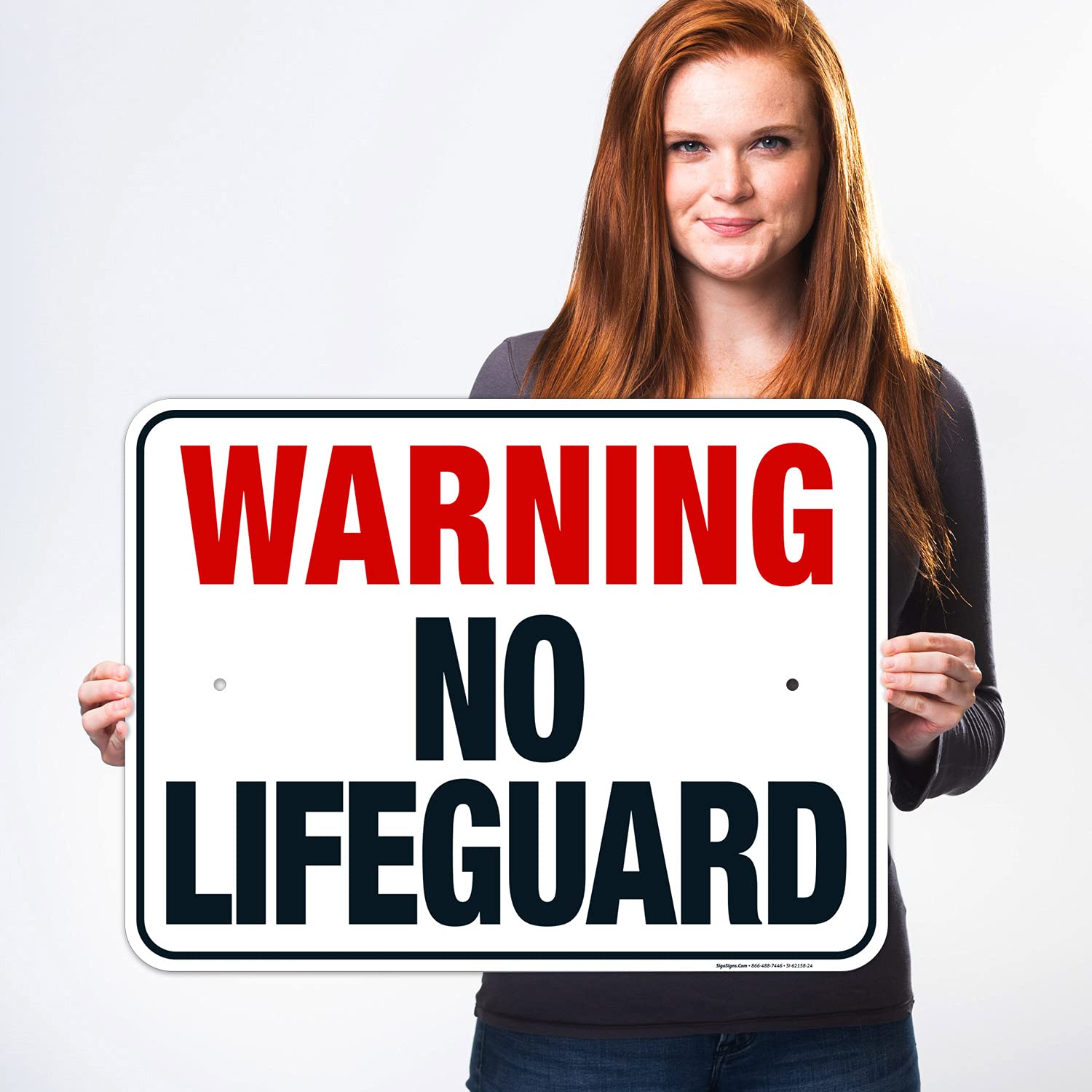 Tennessee Warning No Lifeguard Sign, Complies with State of Tennessee Pool Safety Code, 18x24 Inches, 55 mil Thick HDPS (high Density polystyrene), Made in USA