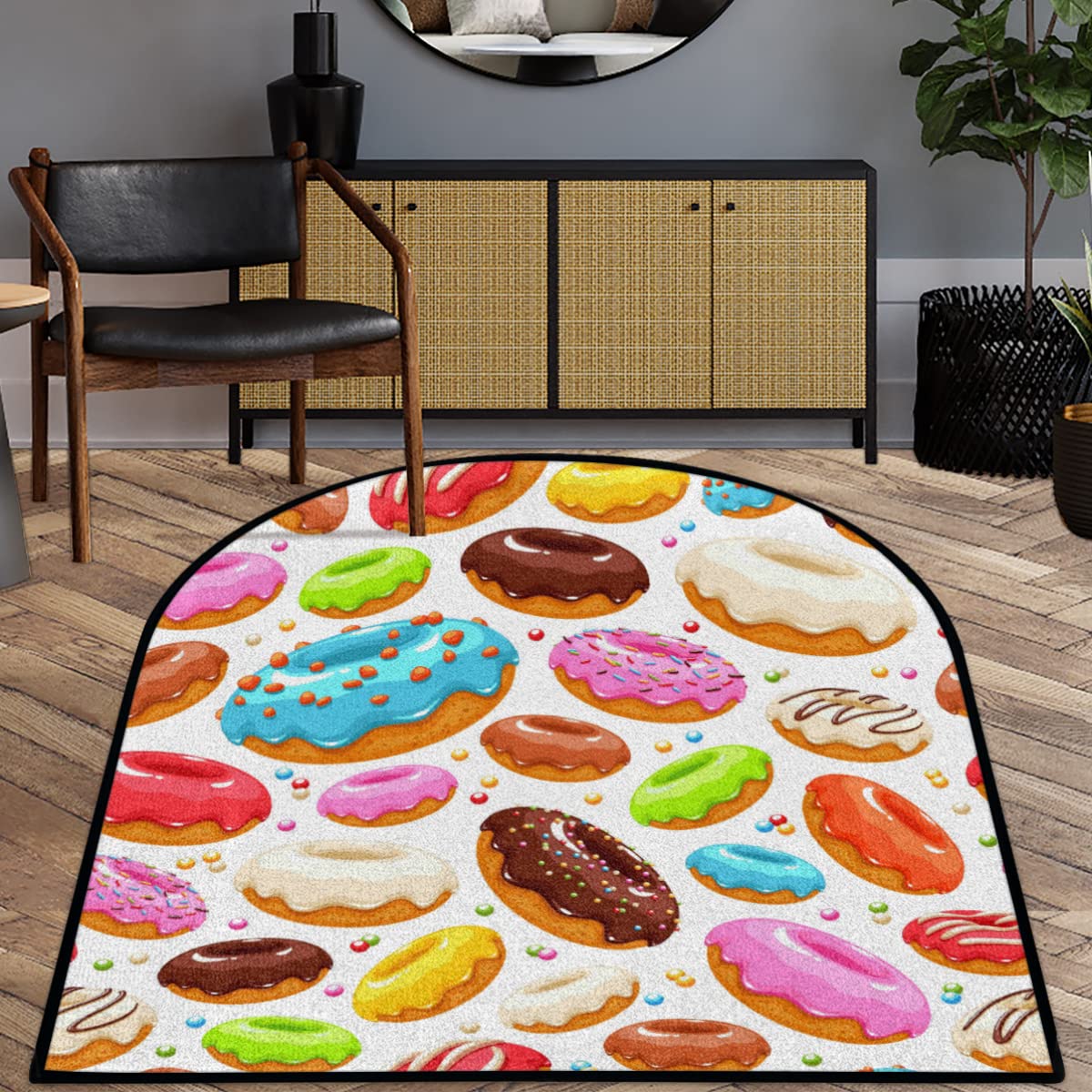 TropicalLife Kolorowe pączki dywanik do salonu dywan 100 x 120 cm urocze pączki dywaniki do domu sypialni kuchni duża okrągła antypoślizgowa mata podłogowa dywanik