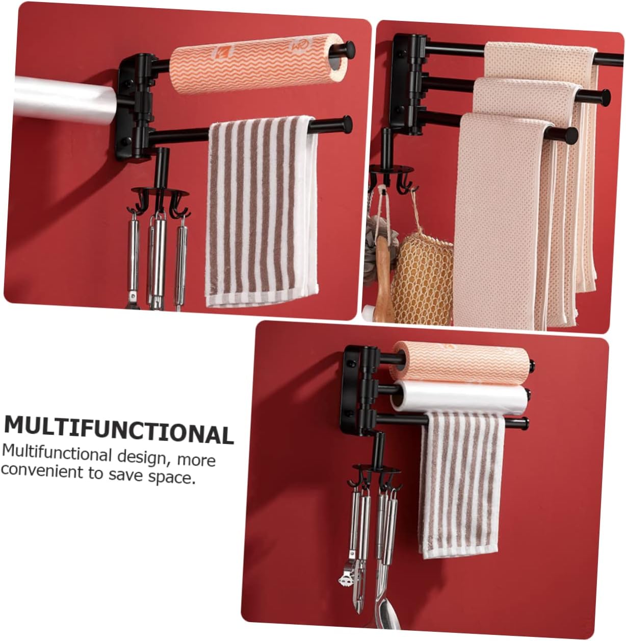 Matte Black Towel Bar Over Door Towel Rack Kitchen Supply Wall Mounted Countertop