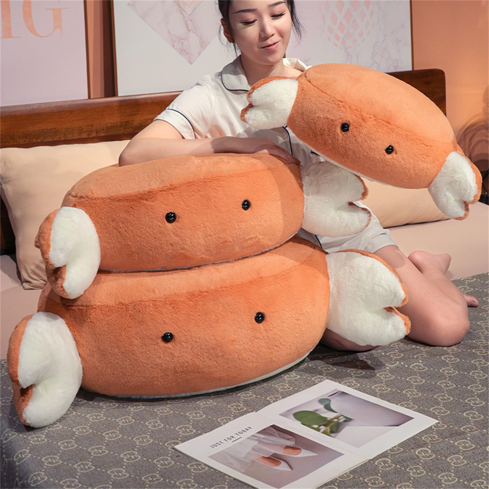 Kuscheltier Krabbe, Meerestier PlüSchtier PlüSch Spielzeug, Xxlsuper Soft Kissen, Realistisches Tierspielzeugkissen, Meeresfigur Geschenk FüR MäDchen Jungen (85cm,pangxie)