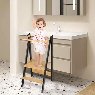 Tour de observación Montessori, Tour de aprendizaje Montessori para niños, Torre de aprendizaje con estantes ajustables para niños -88 * 45 * 45 cm-café negro
