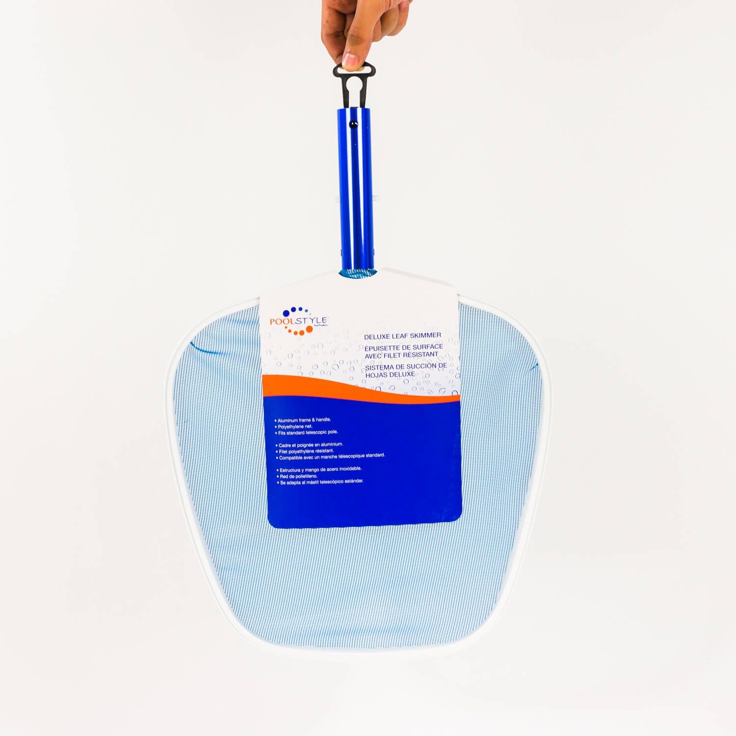 Pool Pals PS087 Leaf Skimmer with Net Aluminum White Frame with Blue Handle