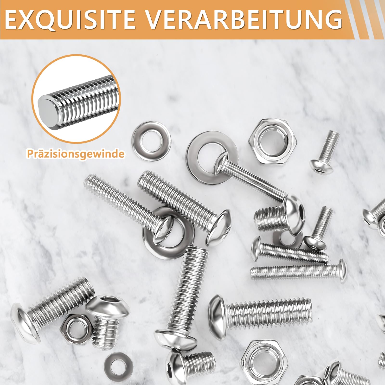 1280 Stk Schrauben Set, M3 M4 M5 M6 Gewindeschrauben Set 304 Edelstahl Linsenkopf Innensechskantschrauben mit Muttern Unterlegscheiben und Innensechskantschlüsseln Sortiment Set (Packung mit 2)