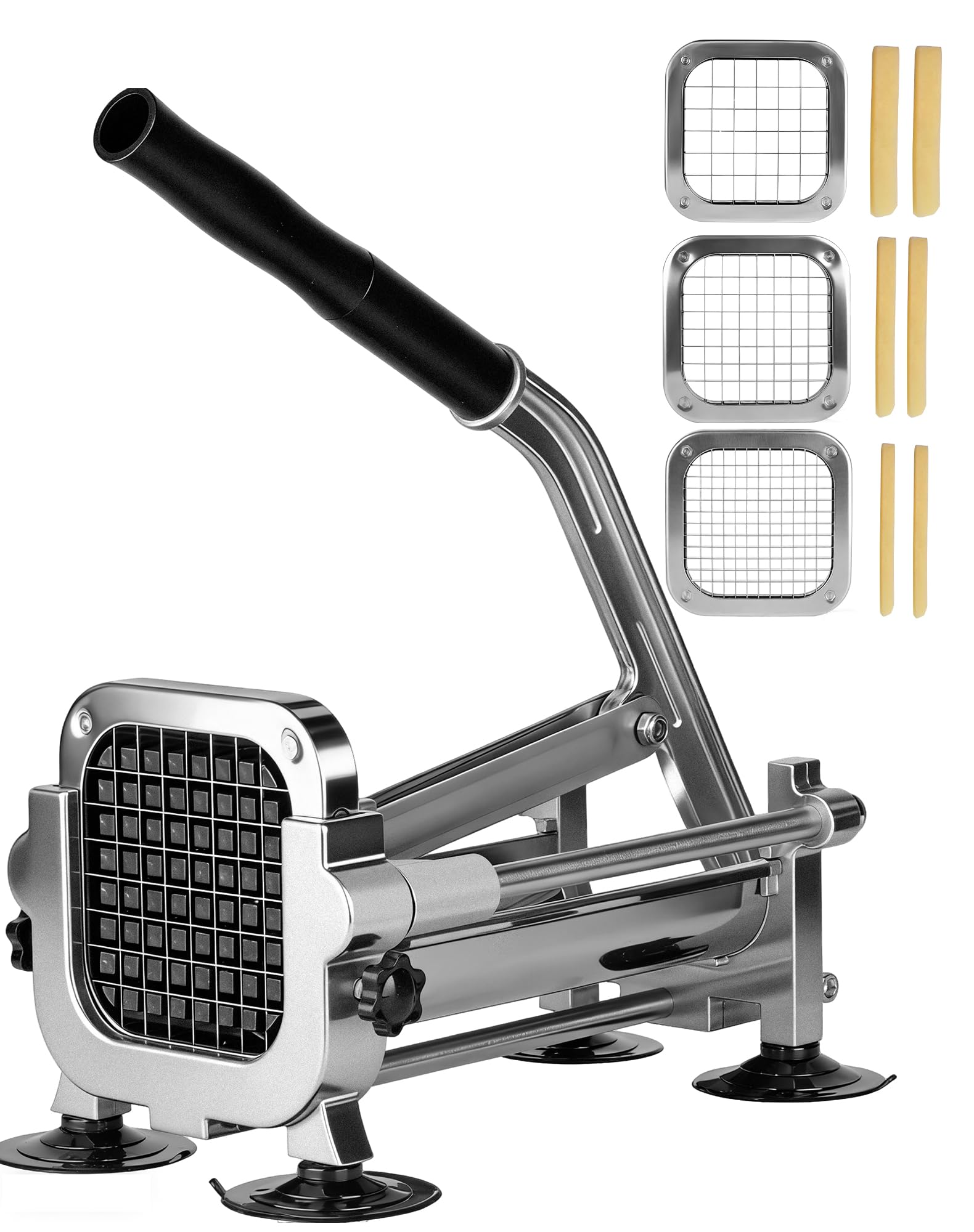 LAOYE Coupe Frite Professionnel Coupe-Frites Manuel avec Lames de 9 mm, 6.5 mm et 13 mm Découpe Frites avec 4 Ventouses pour Pommes de Terre, Concombres et Carottes