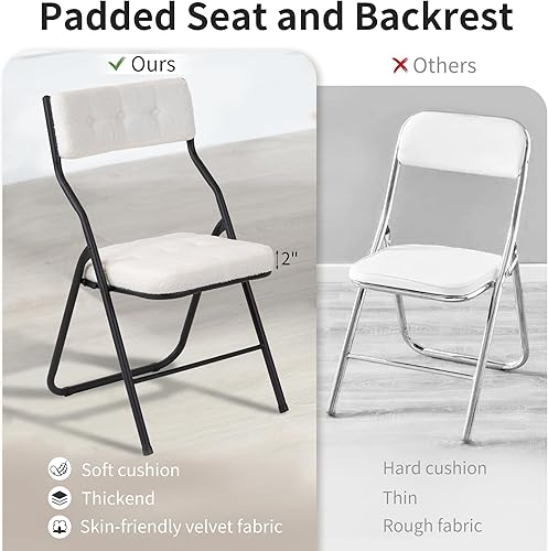 Miniatura 4 de HOMEFUN Juego de 4 sillas plegables acolchadas, sillas de comedor plegables con cojín, asiento adicional portátil y montado para invitados, cocina,
