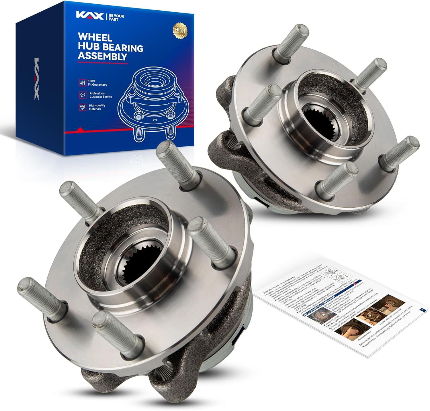 KAX 513335 2PCS Front Wheel Hub Bearing Compatible with Infiniti FX50 2009-2013,5 Lugs Wheel Bearing and Hub Assembly