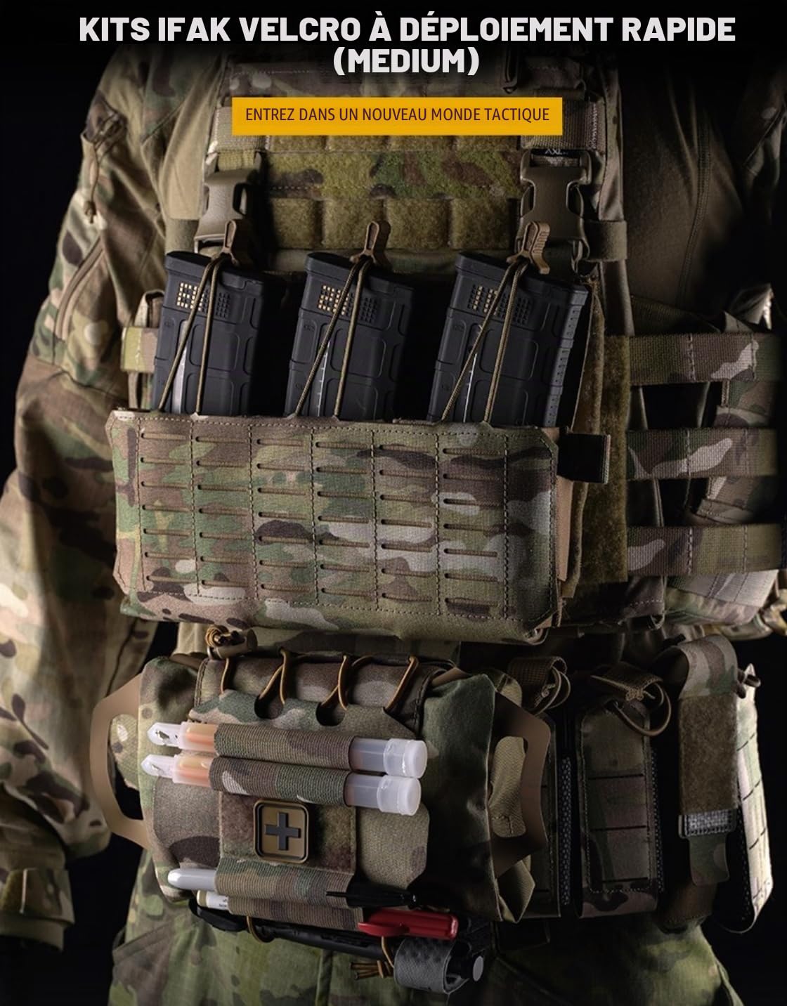 Peminkoo Pochette Militaire Tactique à déploiement Rapide Kits médicaux lFAK adaptés au Gilet de Chasse Airsoft Sac de Survie d'urgence équipement de Camping en Plein air