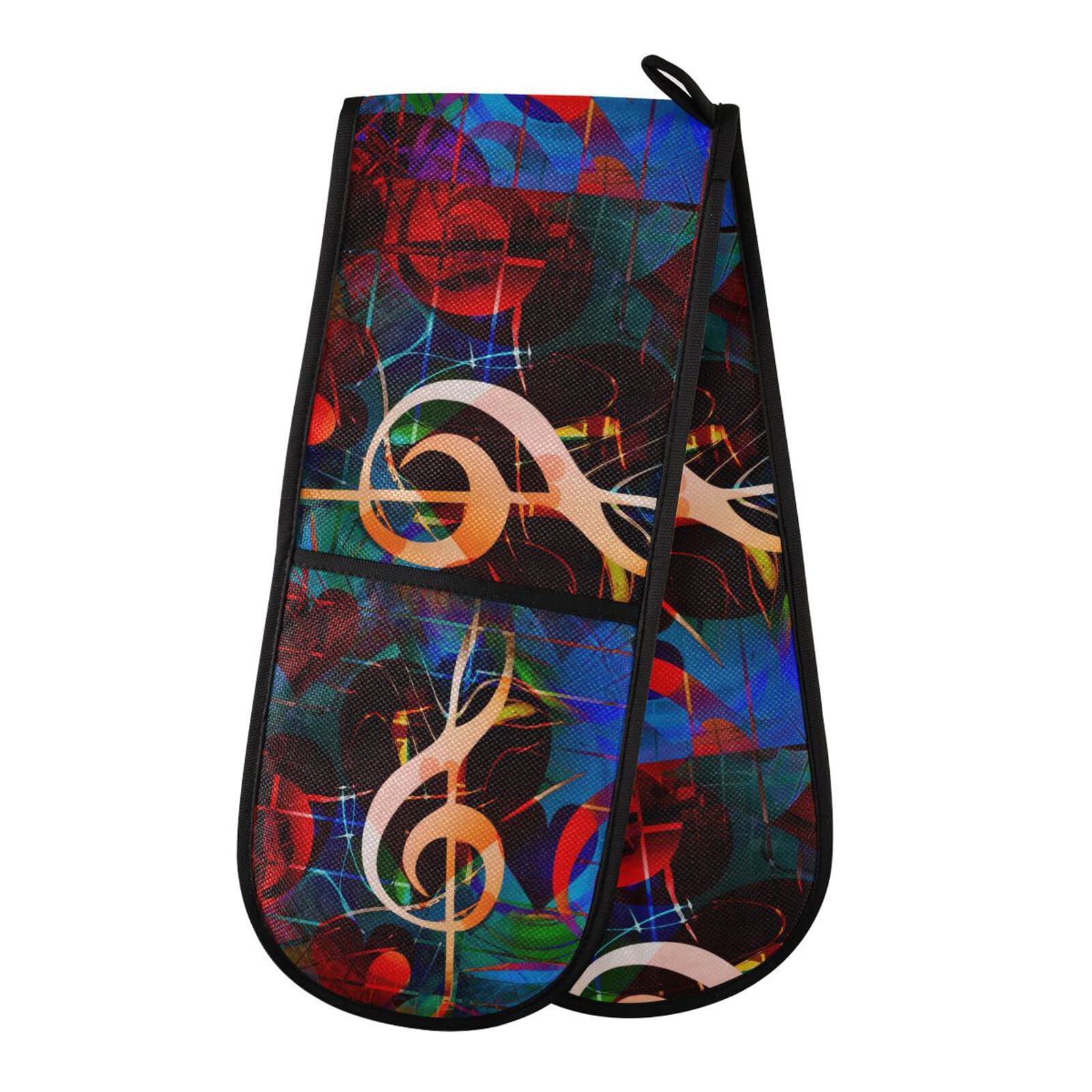 Youjuner Colour 88 Double Oven Glove Music Note Heat Resistant Double Ovens Mitt Modern Cooking Gloves Potholders