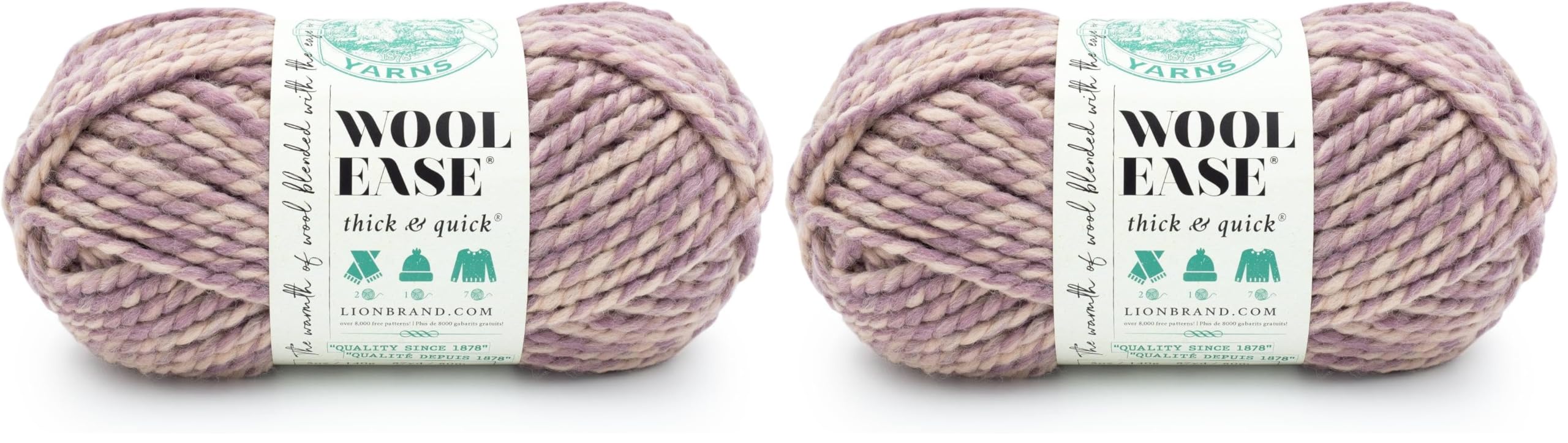 Lion Brand Yarn Woolease Thick &amp; Quick Yarn, 2 Pack, Bubbles
