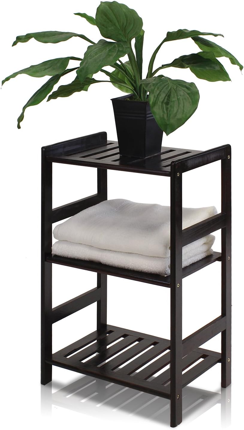 Furinno FNCJ-33011 Pine Solid Wood 3-Tier Storage, Espresso