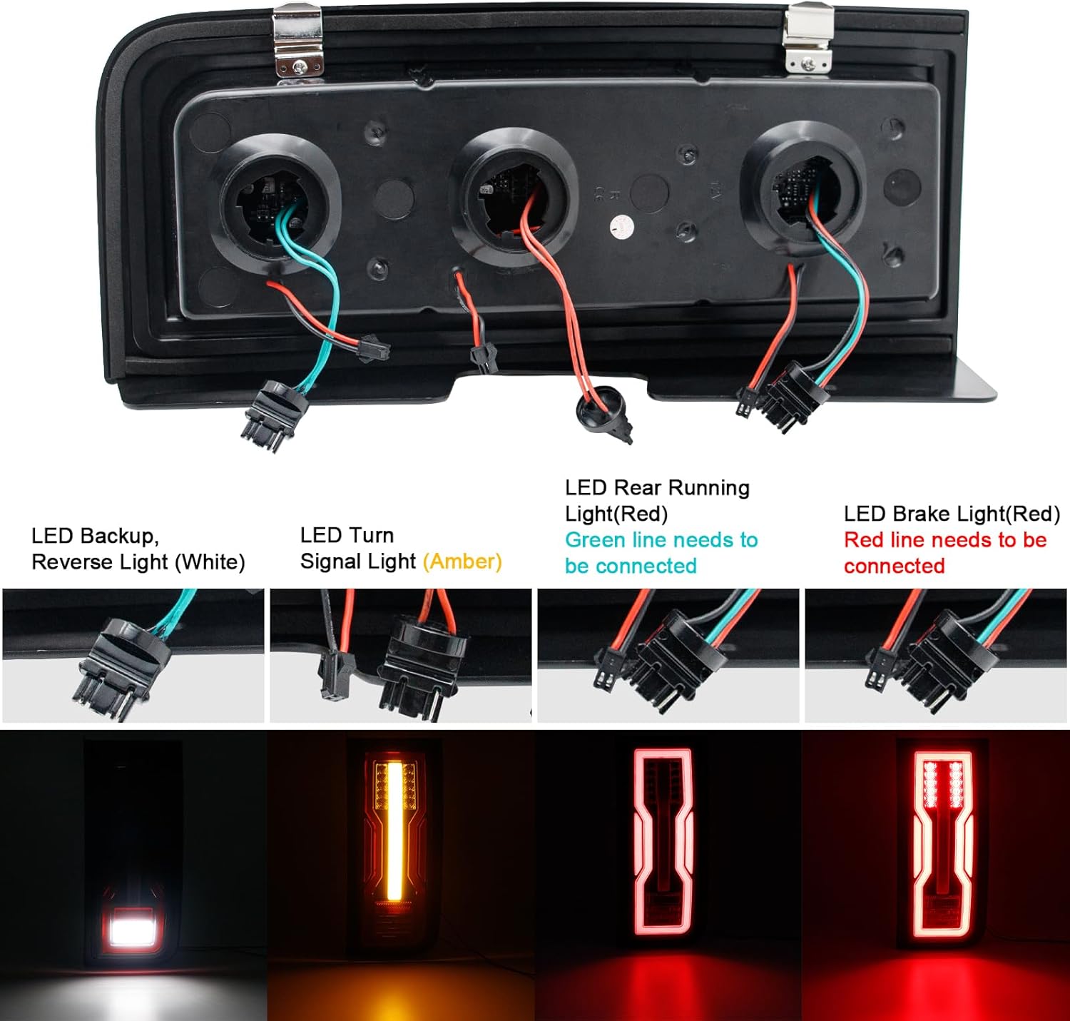 Tail Lights LED Compatible with H2 2003-2009, 5 Functions for Rear Fog/Brake/Turn Signal/Reverse/Running Lamp, Rear Bumper Brake Stop Parking Light Assemblies,Not Fit SUT (Smoked Lens)