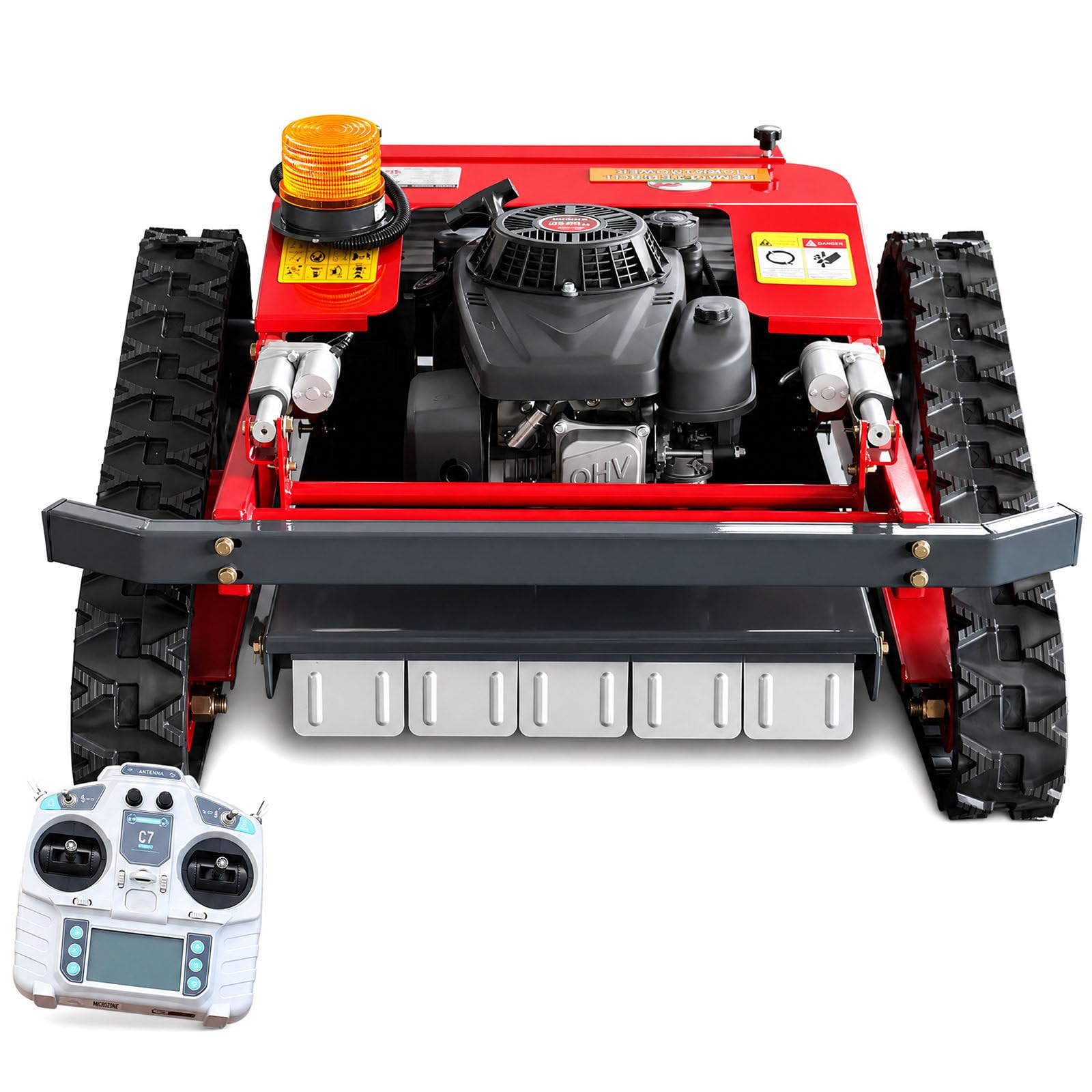 Cortacésped Oruga a Control Remoto – Motor De Gasolina 224 CC 4 Tiempos, Ancho De Corte 550 Mm, Capacidad De Pendiente 45°, Potencia Híbrida con Doble Motor Sin Escobillas