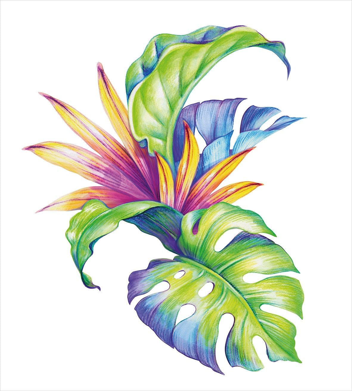 Ambesonne Plant Duvet Cover Set, Tropical Leaves and Monstera Abstract Color Scheme Hawaiian Floral Elements, Decorative 3 Piece Bedding Set with 2 Pillow Shams, Queen Size, White Green Queen White Green