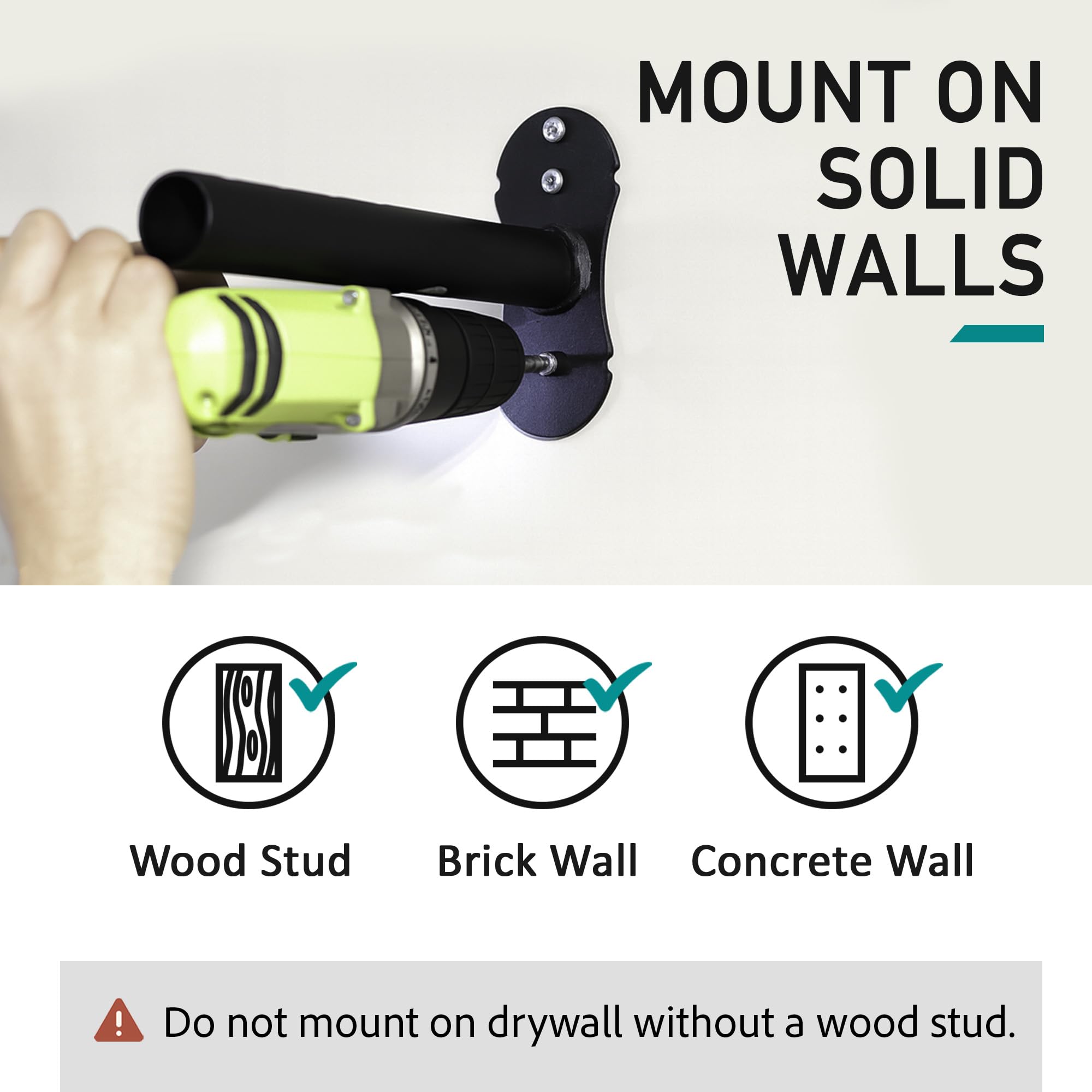 Buffalo Support mural pour vélo – Support horizontal réglable et robuste pour vélos de route, VTT et hybrides jusqu'à 22 kg, rangement peu encombrant dans le garage et l'appartement