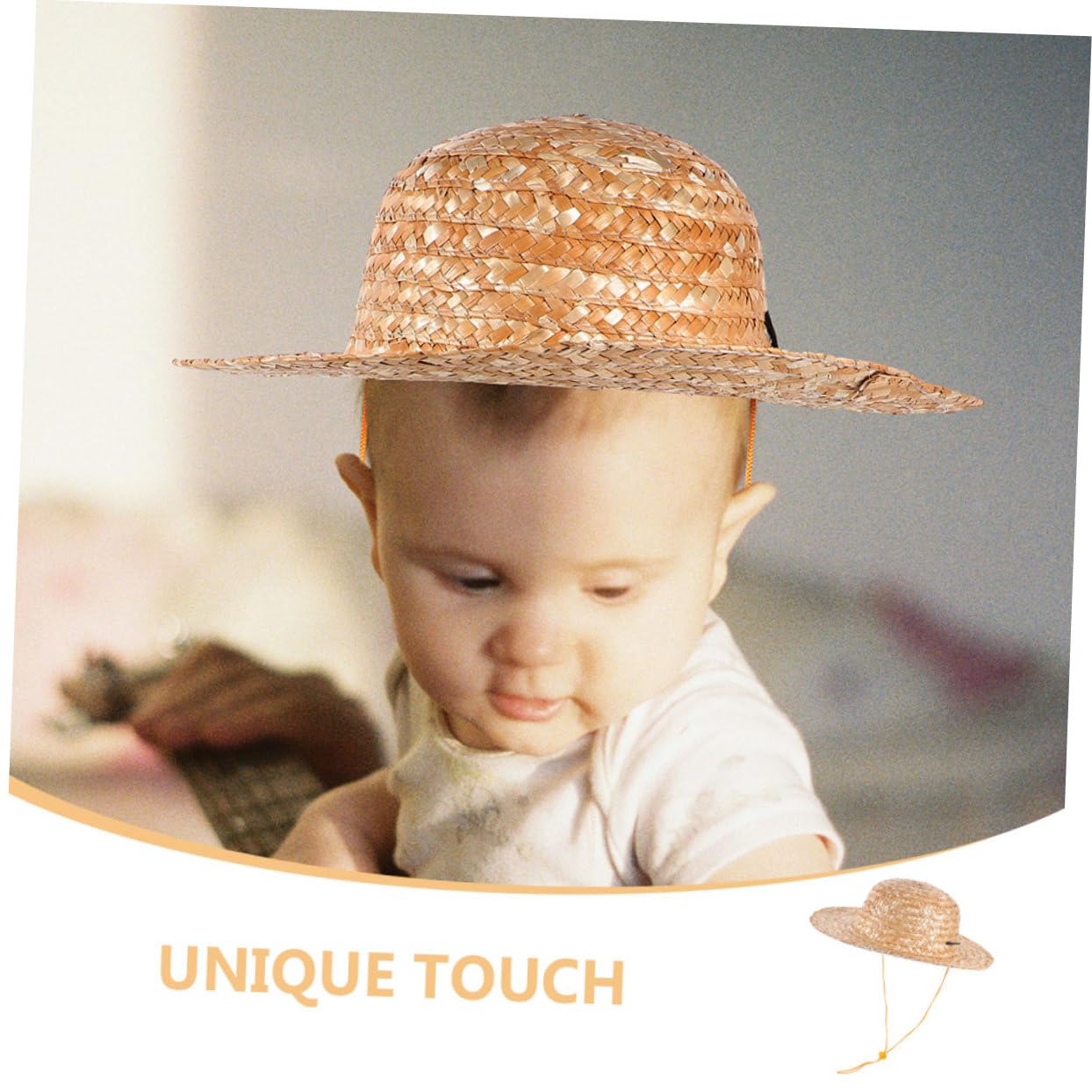 Holibanna Sombrero de Paja para Niños, Sombrero de Playa para Exteriores Protección Solar y Diseño Decorativo para Actividades al Aire Libre