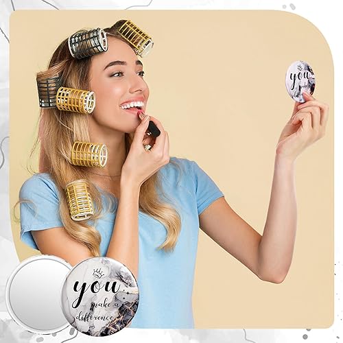 Miniatura 6 de Tradder 48 piezas de 2.76 pulgadas, mini espejo compacto inspirador a granel You Make a Difference, espejo de bolsillo de maquillaje para mujeres,