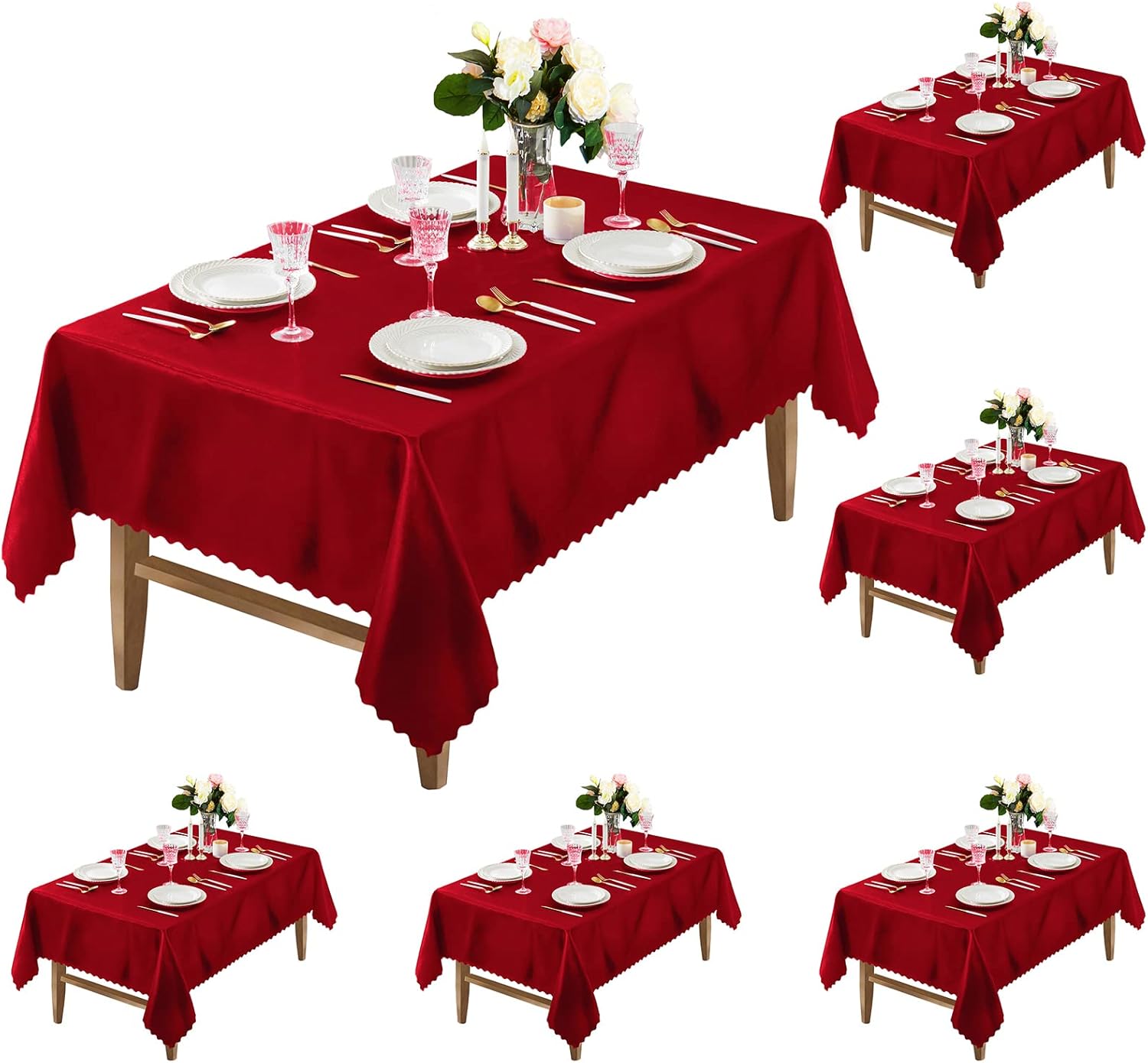 Manyshofu Red Satin Tablecloth Rectangle 58 x 102 Inch