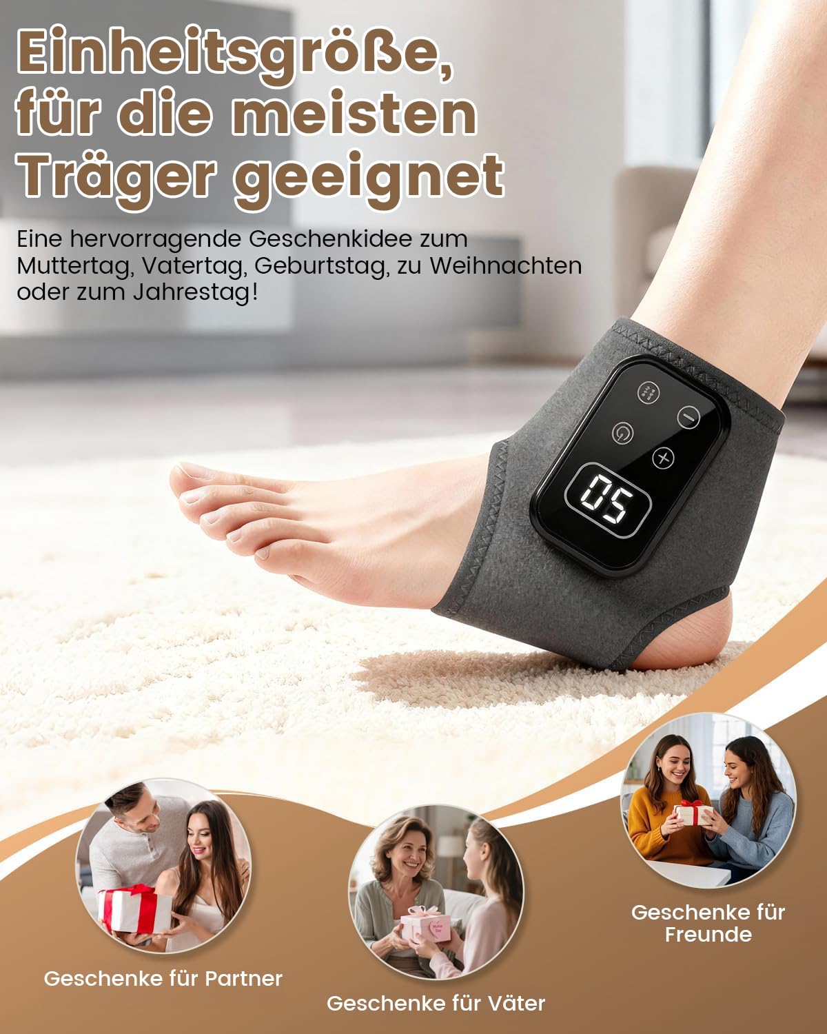 2 Pack 3 in 1 Fußmassagegerät, Fussmassagegerät mit Wärme Elektrisch, Fußmassagegerät Durchblutung For Neuropathie füße,knöchel massagegerät with 5 Modes, 5 Heat Levels, Foot Massager Gift for Unisex