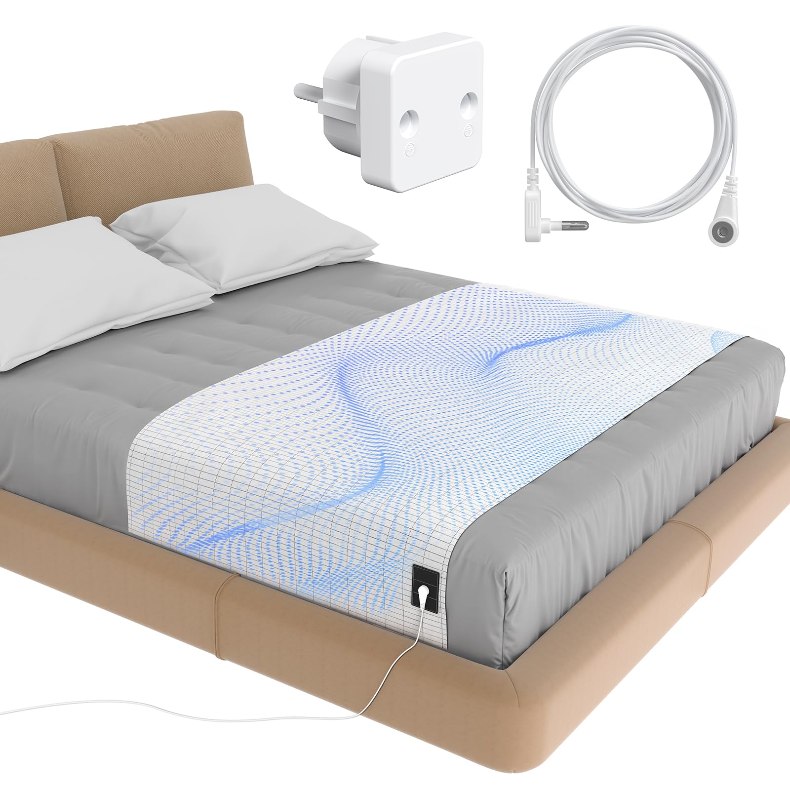 Mowend Grounding Mat, tappetino da terra per letto, 95% cotone biologico + 5% pura fibra argentata, ideale per sonno, energia, sollievo dal dolore, infiammazione, equilibrio, linea di messa a terra